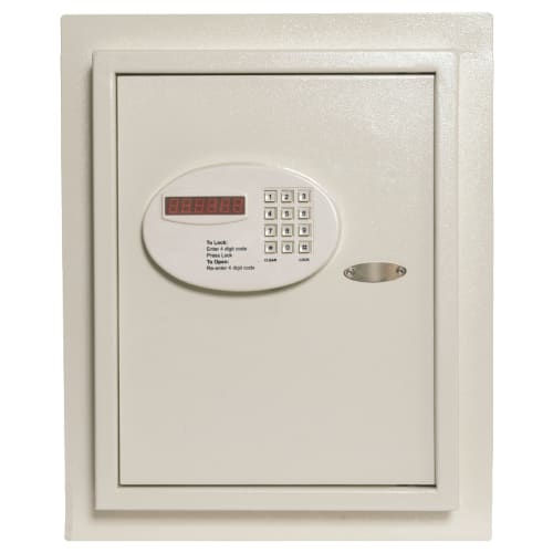 Global Electronic Digital Wall Safe Plus, Recessed, 14.25Wx18Hx6.5D, Off-White